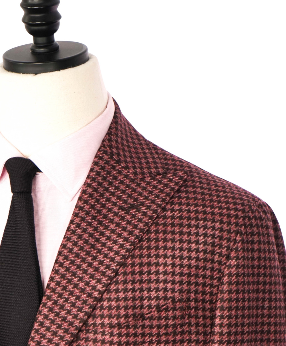 $1,995 CORNELIANI - Pink Houndstooth *17,25 Microns* Blazer - 44R